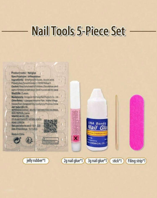 5pcs Portable False Nail Wear Helper Tool Set